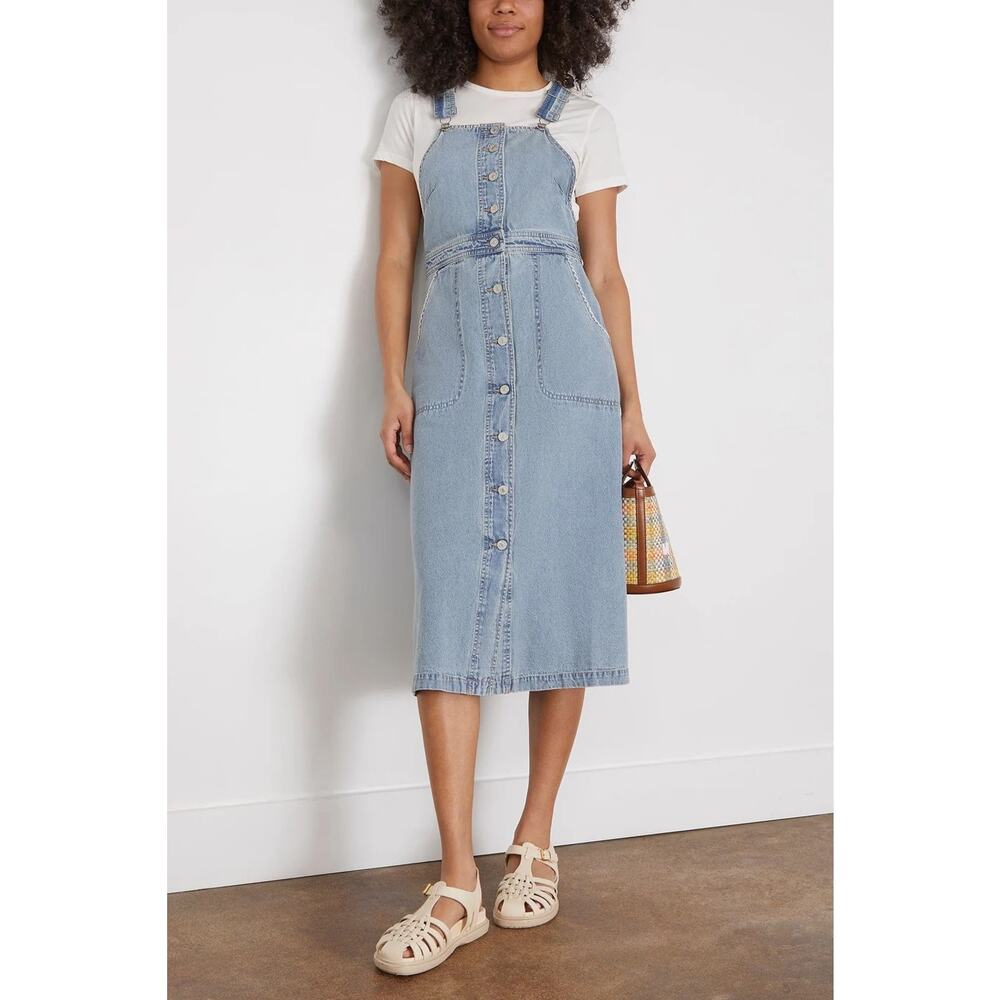 NEW NWT Sea NY Marion Mended Denim Overall Midi Dress Size 2
